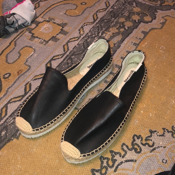 soludos black leather espadrilles